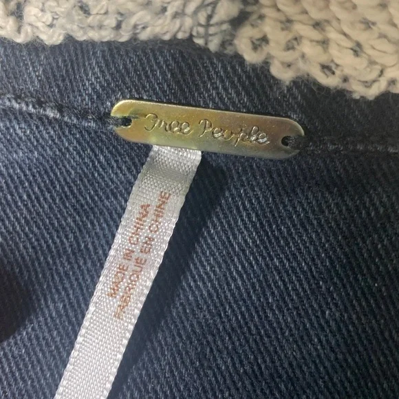 Free People distressed denim with built in hoodie sweatshirt jacket size XS - Picture 3 of 12
